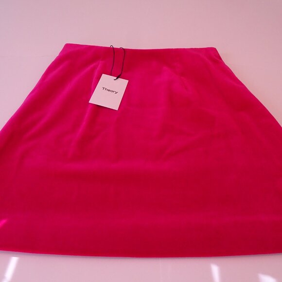 Theory Women's HW Mini Magenta Stretch Velvet Skirt Sz 0 NWT 315 - Picture 10 of 10
